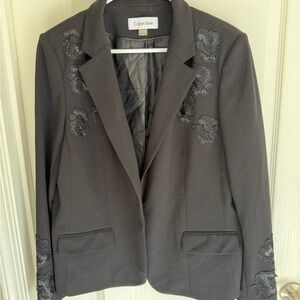 Calvin Klein Black Women's Embroidered Blazer